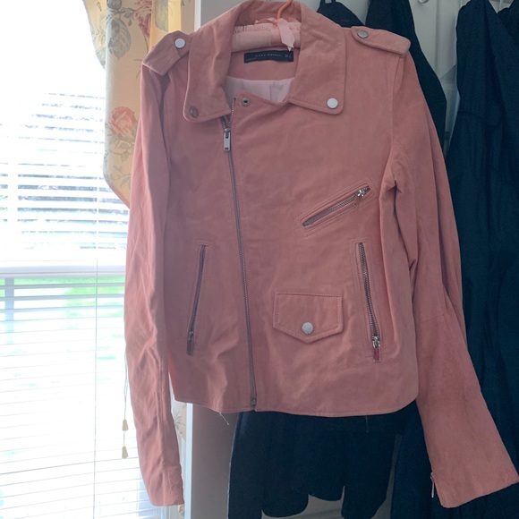 Zara pink suede biker jacket - Picture 5 of 8